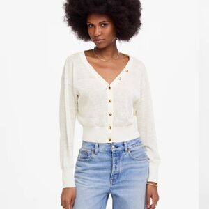 Madewell Linen Blend V-Neck Cardigan